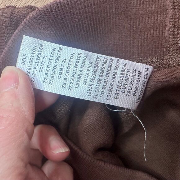 She + Sky Women’s M Colorblock Sweatshirt Brown Rust Cream Pullover - Picture 4 of 5